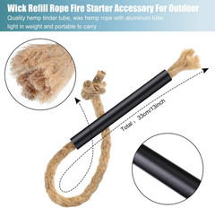 6 Pieces Jute Tinder Tube Waterproof Wax Wick Fire Starter Accessory with Alumin