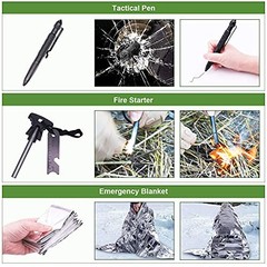 Emergency Survival Kit, 12 in 1 Outdoor Survival Gear Lifesaving Tools