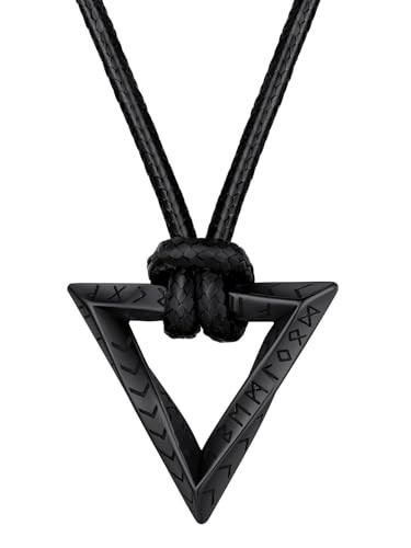 Norse Viking Rune Necklace with Stainless Steel 02. Mobius Triangle-Black