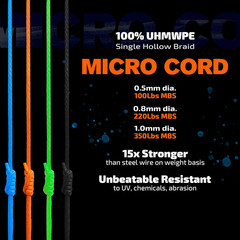 Durable 1mm UHMWPE Micro Cord Rope – Heavy Duty Whipping Twine 100Ft 350Lb