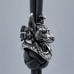 Anubis Head Lanyard Bead White Brass EDC Paracord Knife Charm Pendant