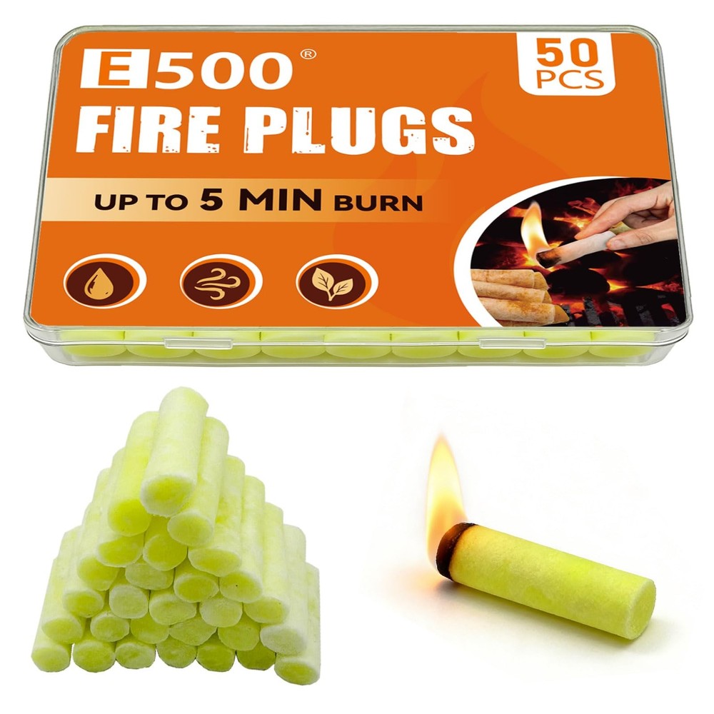50 Pack Fire Plugs, Waterproof Fire Starter Plug