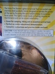 Solar Fire Starter Lighter & Survival Tool! Brand New In Package!