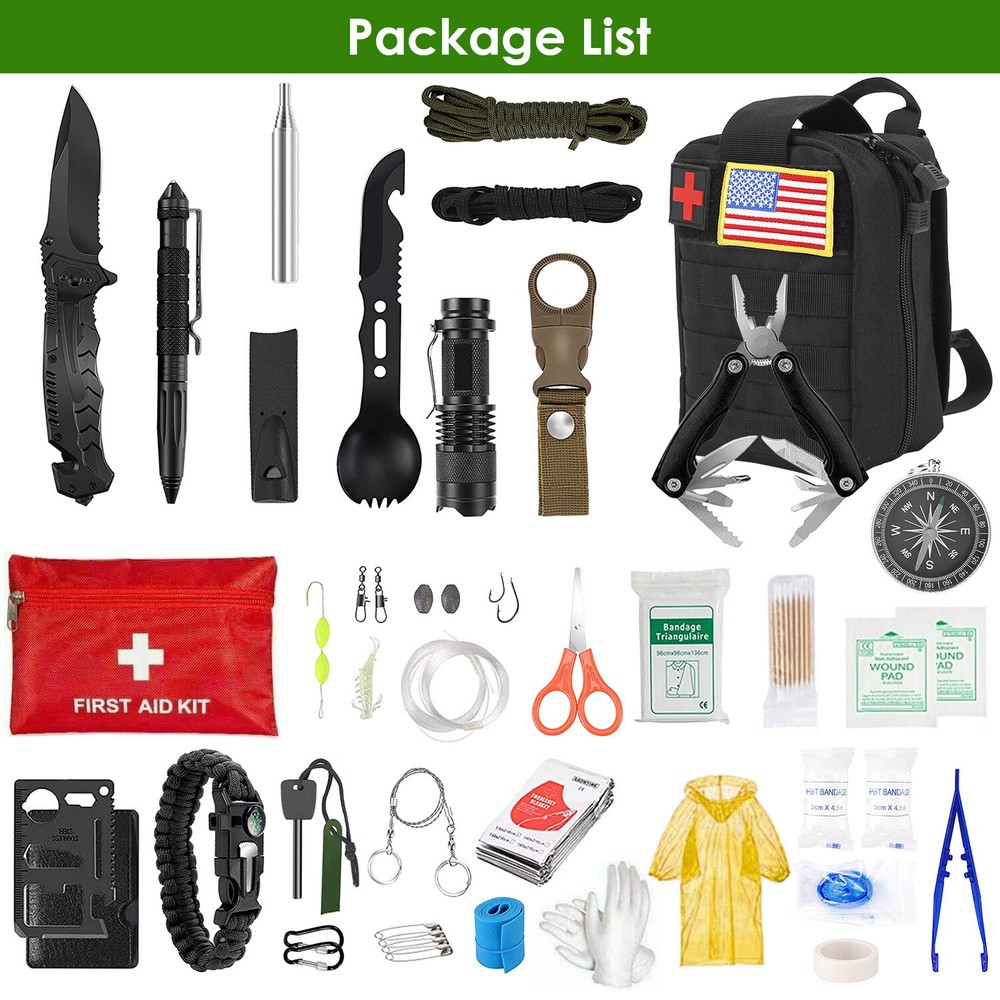 47PCS Emergency Survival Kit Survival EDC Gear Equipment First Aid Supplies Tool