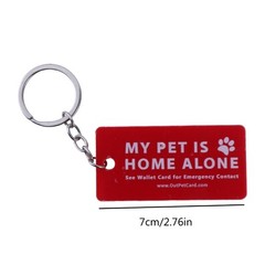 Pet Emergency Wallet Card Pet are Home Alone Alert Keychain