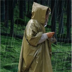 Bright Green & Silver Mylar Rain Poncho for Emergency Survival Kits Camping 2026