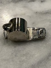 Brass Safety Whistle, Silver Metal Finish, Key Ring Included, 1 Pack