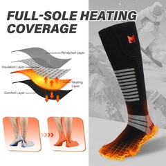 PEKWZIZ Heated Socks, 5V 6000mAh Rechargeable Socks for Men DeepBlack
