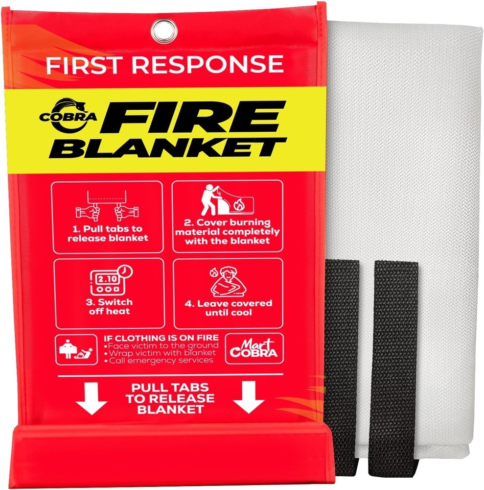 Mart Cobra Fire Blanket for Home and Kitchen Safety Fiberglass 40” x 40”