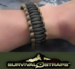 Survival Straps 550 Military Spec Paracord Bracelet Green/Tan 7.5″ Camping New