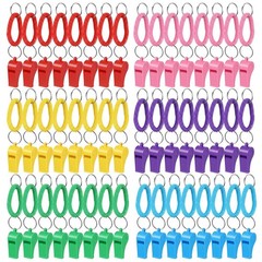 48 Pcs Sport Whistle with Bracelet – 6 Colors Loud Plastic Whistles with Stre…