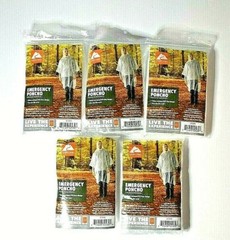 Emergency Water Resistant Rain Poncho Disposable Lightweight 5 Packs Outdoor