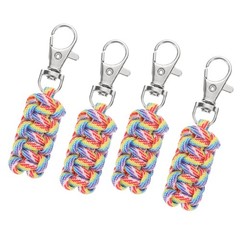 4pcs Paracord Zip Laces, Keychain with Lanyard, Red/Yellow/Blue