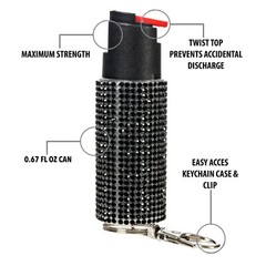 2 Pack Burn Pepper Spray 1/2oz Self Defense in Fashionable Keychain Case Black