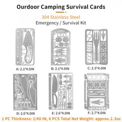 PSKOOK 12 Pcs Survival Multitool Card Emergency Camping Tool EDC Kit in Your …