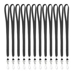 25Pcs 17.3″ Polyester Flat Lanyard with Clasp for Keys, Black
