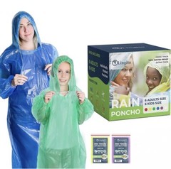 Lingito Rain Ponchos Family Pack | Emergency Raincoat Drawstring of 12 Ct