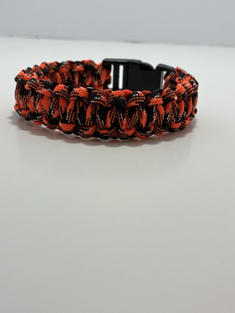 Large Paracord Bracelet Halloween Orange And Black 10 Inches