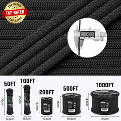 Paracord Rope 750 Lb – 1000Ft / 500Ft / 200Ft / 100Ft 5/32″ Parachute Cord 4MM 1