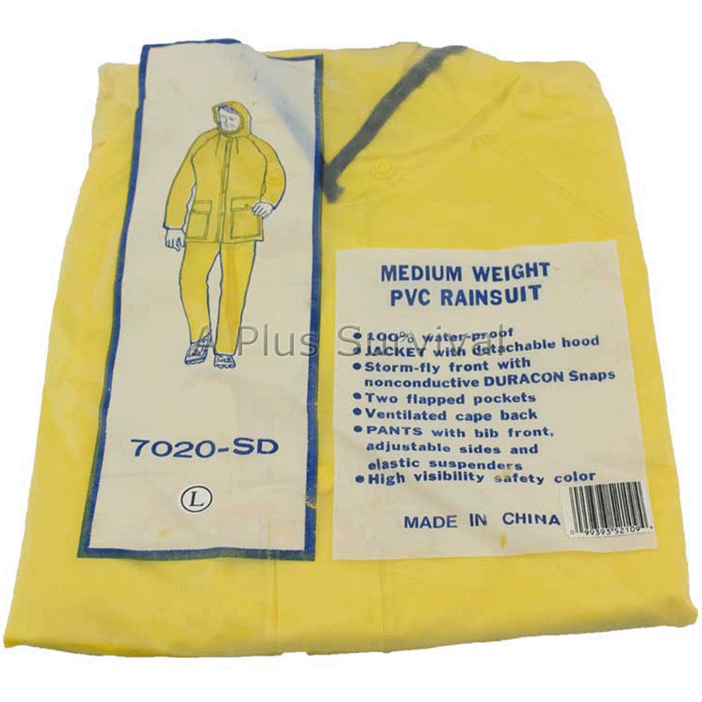 2 Piece Rain Suit PVC Size Large Camping Hunting Survival Emergency Kits