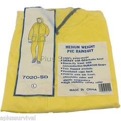 2 Piece Rain Suit PVC Size Large Camping Hunting Survival Emergency Kits