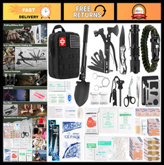 320 PCS Survival Kit & First Aid Gear – Tactical Molle Pouch for Camping, Hiking