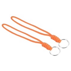 2pcs 8″ Paracord Lanyard with Keyring Wrist Cord Badge Holder Strap, Orange