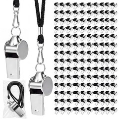 150 Pcs Stainless Steel Referee Whistles Bulk with Lanyard & Clip, Individual…