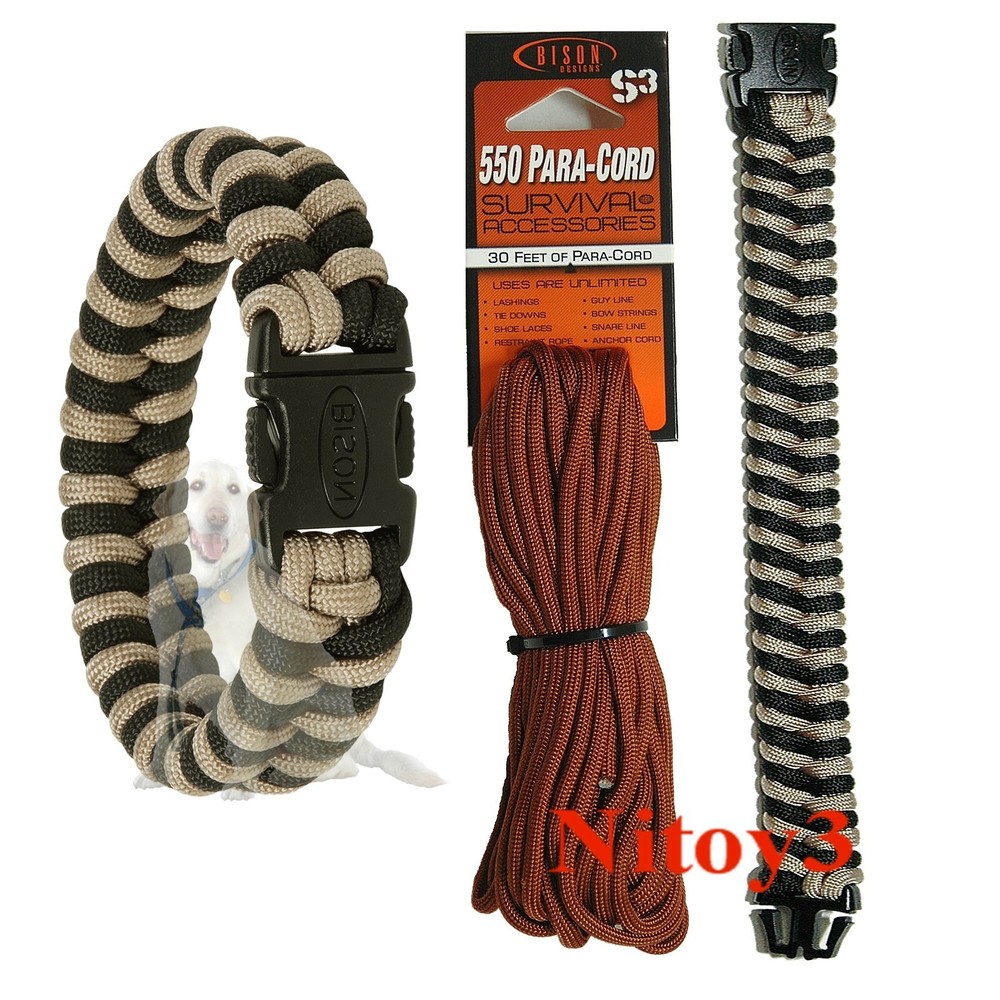 Bison Designs Two Tone Paracord Large Bracelet And 550 Standard Paracord-30’