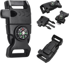 Paracord Buckle with Whistle Compass, Side Release Plastic Buckles for Paracord