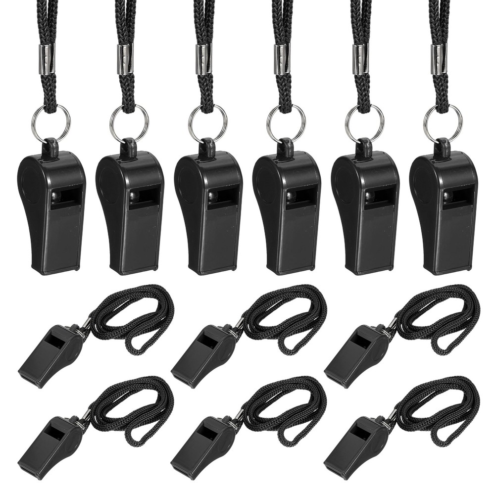 Plastic Whistles with Lanyard, 12 Pcs&Black-Fitting for (Coaches/Referee)