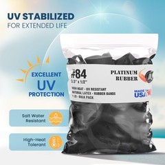 Black #84 Extra Wide Large Premium Outdoor Rubberbands, Made in USA,
