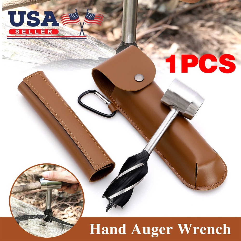 Bushcraft hand auger settlers wrench manual hole drill for survival & camping