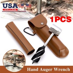 Bushcraft hand auger settlers wrench manual hole drill for survival & camping