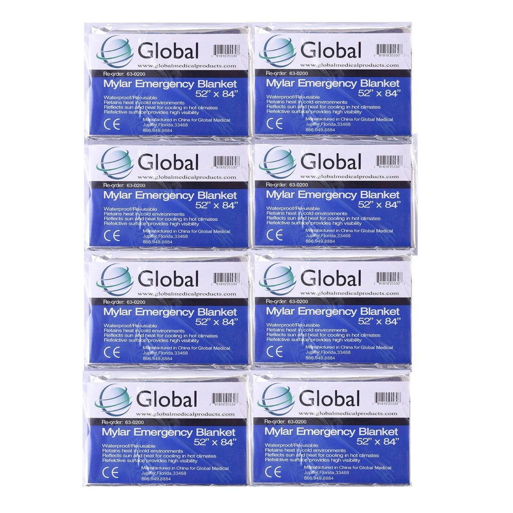 8 Pack Emergency Solar Blanket Survival Safety Insulating Mylar Thermal Heat-8