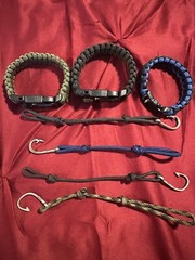 LARGE Survival Bracelet Military Grade Nylon Paracord Rope And Hook Bracelet LOT