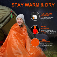 Emergency Blankets for Survival, 2-Pack/4-Pack Space Blankets, Gigantic & Extrem