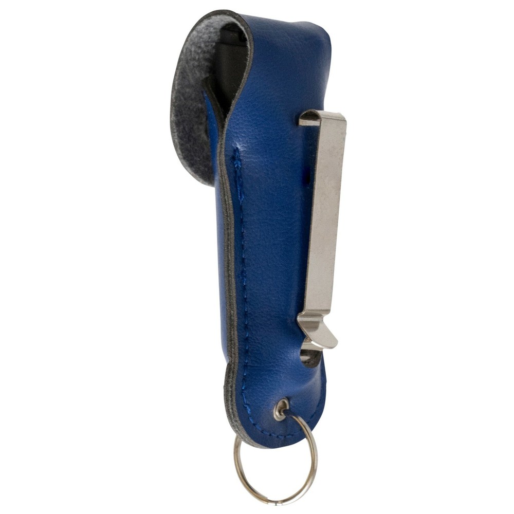 Police Magnum pepper spray .50oz blue keychain holster belt clip self defense