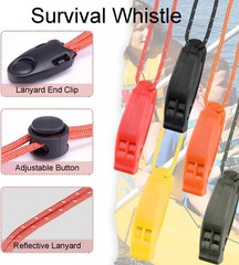 CooBigo 4Pcs Emergency Whistles, Loud Shrill Safety Whistle with Reflective