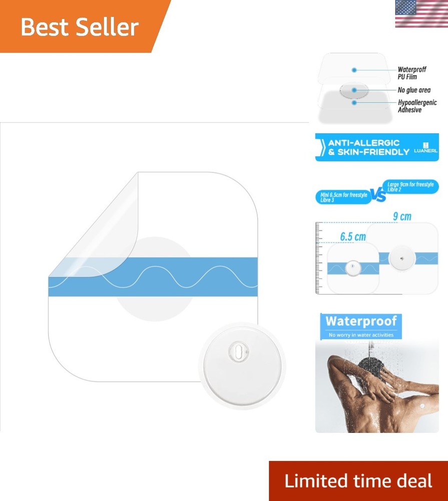 50 PCS Waterproof Patches for Freestyle Libre 3 – Hypoallergenic & Breathable