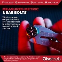 Bolt Size Finder Keychain, Precision Metric 8-25mm SAE 5/16-1 Inch Dual-Sided