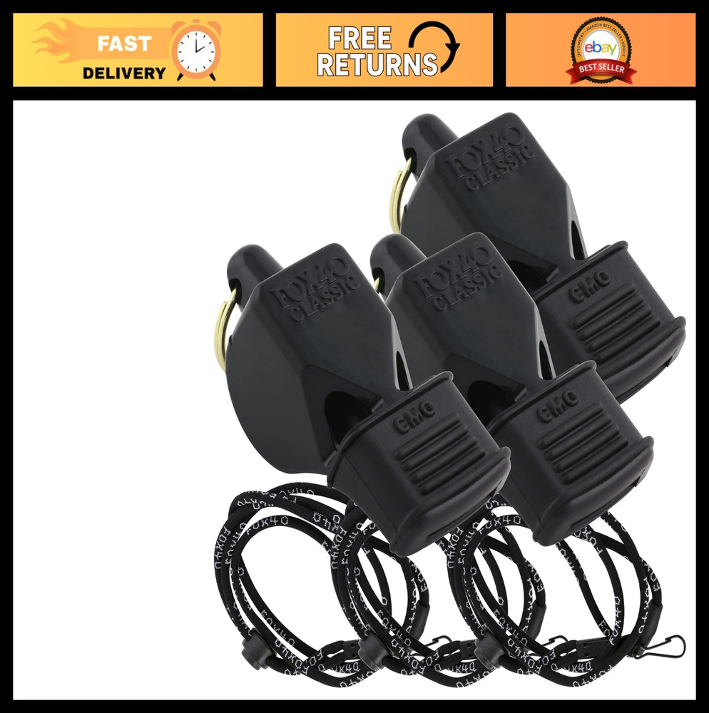 Classic CMG Whistle with Breakaway Lanyard – 3 Pack for Sports & Safety