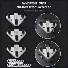 2PCS Triple Flint Torch Striker with 6 Replacement Long Lasting Flints, Spark