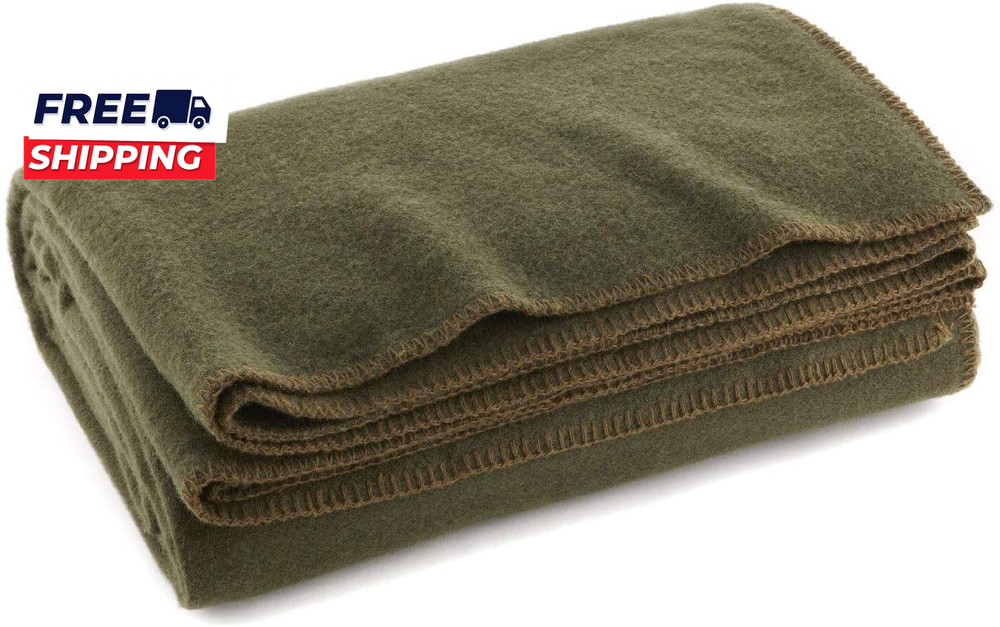 Olive Drab Green Fire Retardant Warm Blanket 66″ X 90″ (80% Wool) US Style