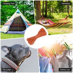 1PCS 2 mm 98FT Reflective Guyline Camping Paracord 3 Strands, Orange