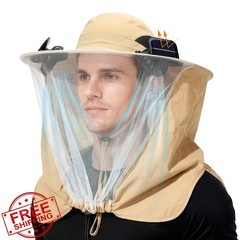 Berlune Khaki Mosquito Net Fan Hat