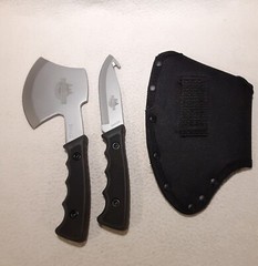 Adventuridge Knife and Ax, Hatchet Combo W Sheath Camping Survival Gear