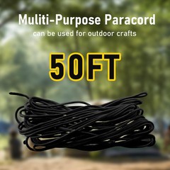 550 Paracord Rope 50ft 7 Strand Nylon Outdoor Crafting Camping Black 4mm