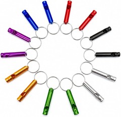 14 Small Aluminum Whistles with Keychains – Safety/Survival/Training/Emergency