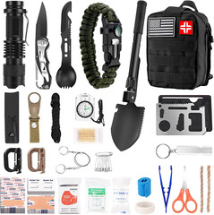 Emergency Survival Kit First Aid Kit, 121Pcs Tactical Gear Camping Gear Emergenc